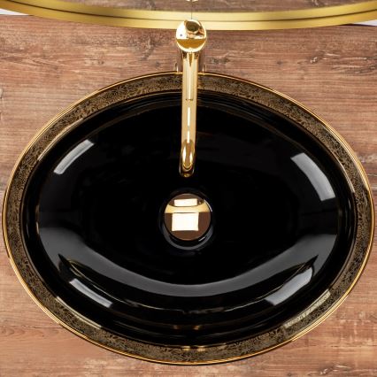REA-U8978 - MARGOT Countertop Basin 40x52 cm, Ceramic/Black/Gold