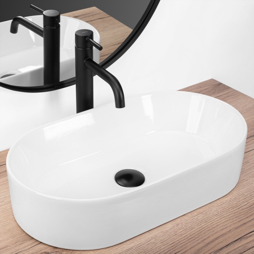 REA-U9108 - Countertop basin LAYLA 30x53 cm ceramic/glossy white