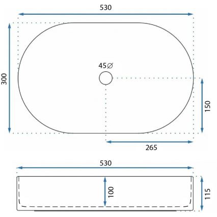 REA-U9108 - Countertop basin LAYLA 30x53 cm ceramic/glossy white