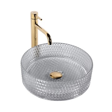 REA-U9615 - Countertop basin CRISTAL Ø 35.5 cm glass/gray