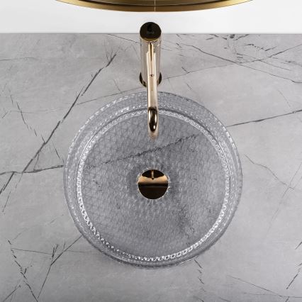REA-U9615 - Countertop basin CRISTAL Ø 35.5 cm glass/gray