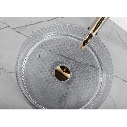 REA-U9615 - Countertop basin CRISTAL Ø 35.5 cm glass/gray