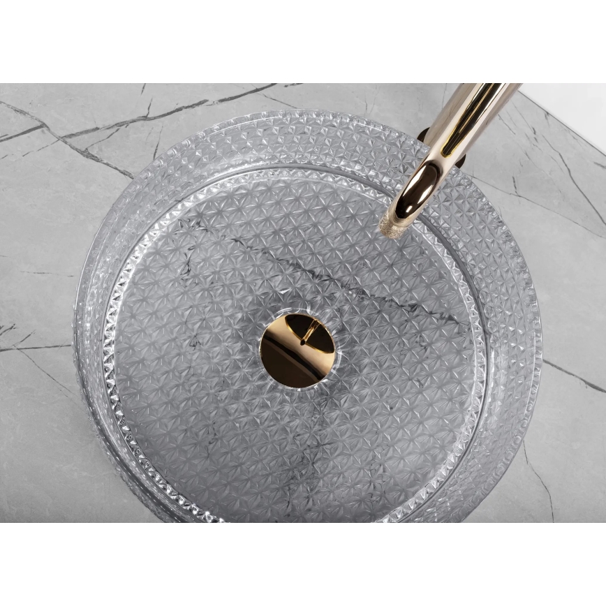 REA-U9615 - Countertop basin CRISTAL Ø 35.5 cm glass/gray