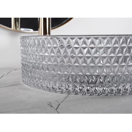 REA-U9615 - Countertop basin CRISTAL Ø 35.5 cm glass/gray