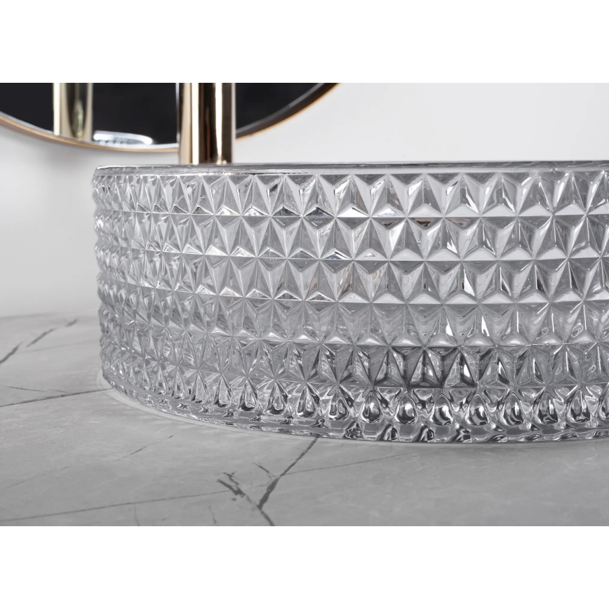 REA-U9615 - Countertop basin CRISTAL Ø 35.5 cm glass/gray