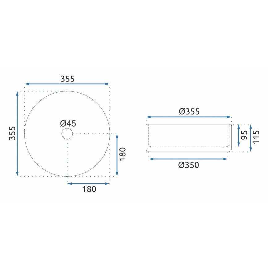 REA-U9615 - Countertop basin CRISTAL Ø 35.5 cm glass/gray