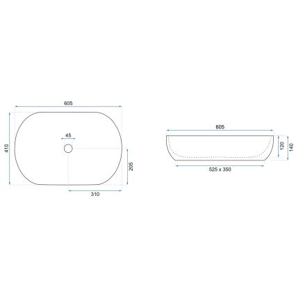 REA-U9653 - CLEO Countertop Basin 41 x 60.5 cm ceramic/matte white