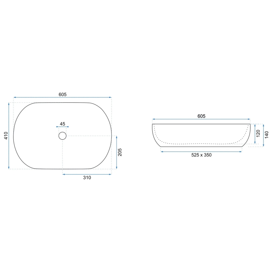 REA-U9653 - CLEO Countertop Basin 41 x 60.5 cm ceramic/matte white