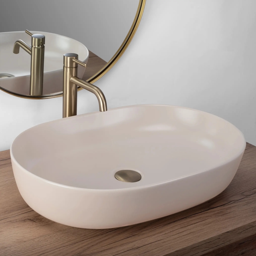REA-U9655 - Countertop washbasin CLEO 41x60,5 cm ceramic/beige