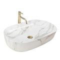 REA-U9656 - CLEO Countertop Basin 41 x 60.5 cm, ceramic with marble decor
