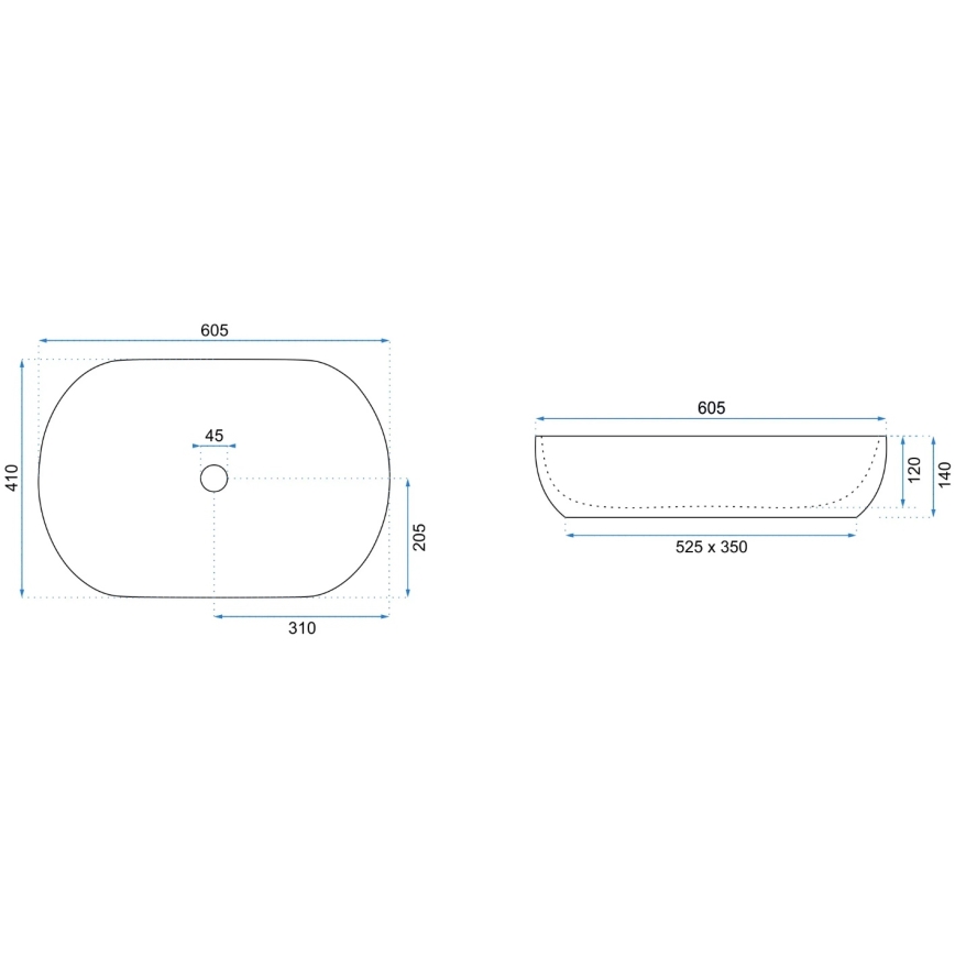 REA-U9656 - CLEO Countertop Basin 41 x 60.5 cm, ceramic with marble decor