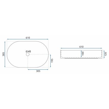 REA-U9657 - NADIA 38,5x61 cm countertop basin ceramic/matte white