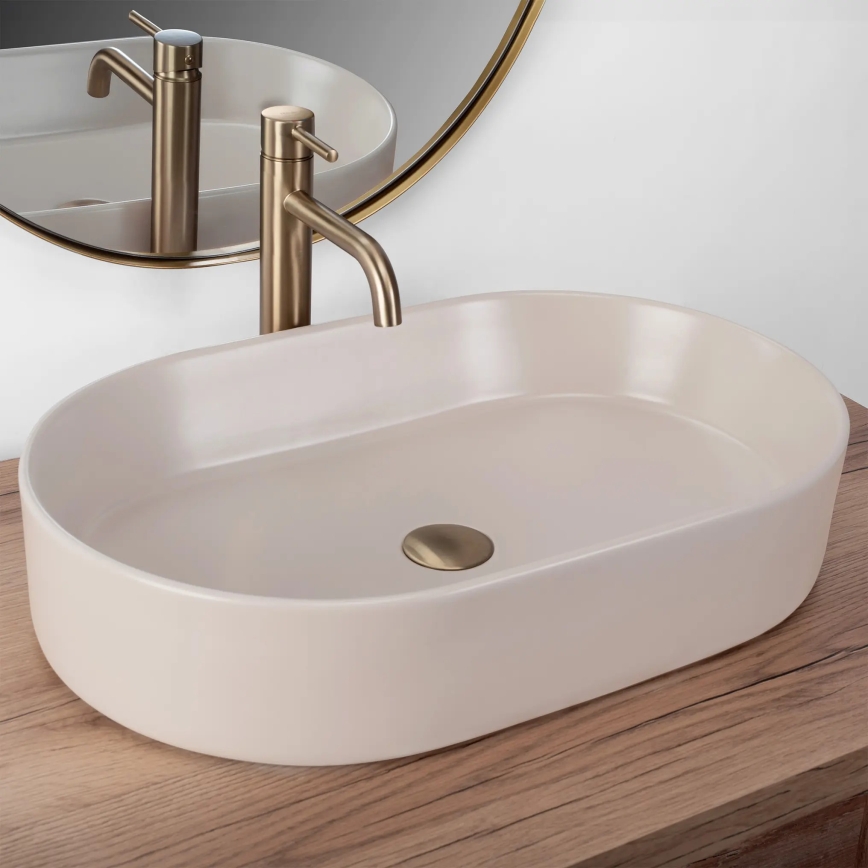 REA-U9661 - NADIA Countertop Washbasin 38.5 x 61 cm, Ceramic/Beige