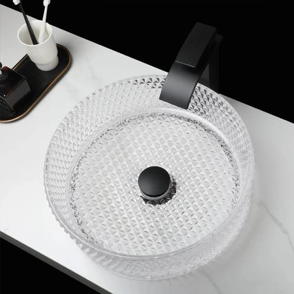 REA-U9670 - CRISTAL 35.5 cm Clear Glass Countertop Basin