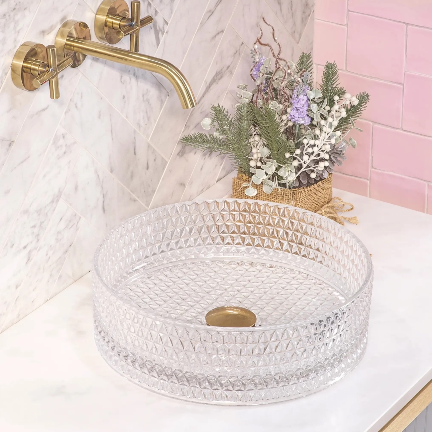 REA-U9670 - CRISTAL countertop basin Ø 35.5 cm, clear glass