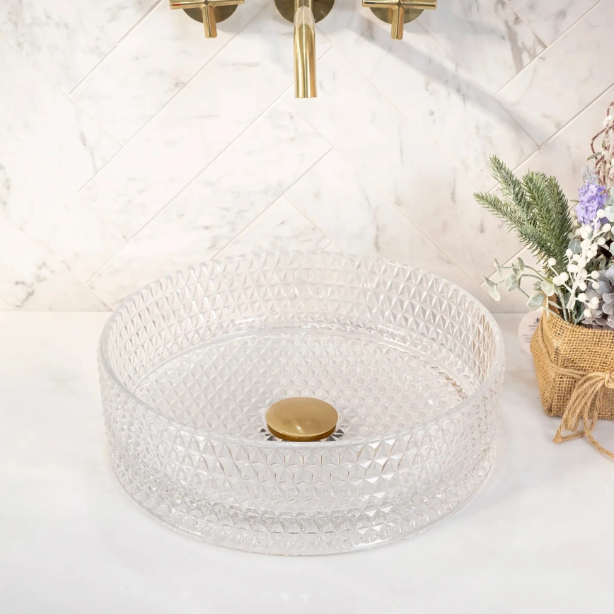 REA-U9670 - CRISTAL countertop basin Ø 35.5 cm, clear glass