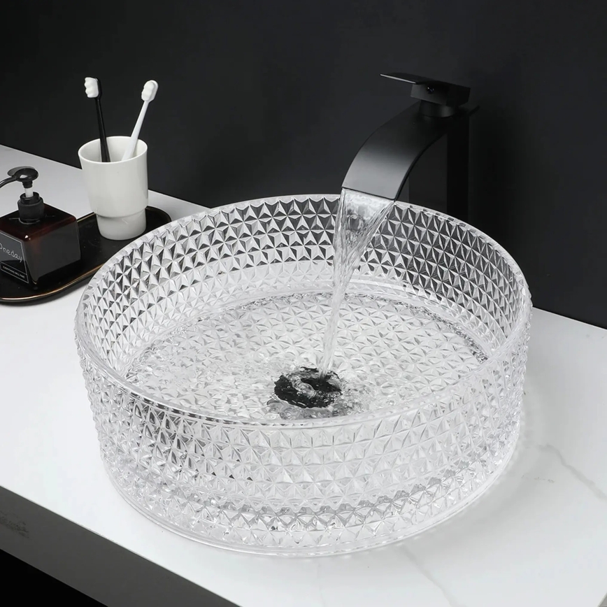 REA-U9670 - CRISTAL countertop basin Ø 35.5 cm, clear glass