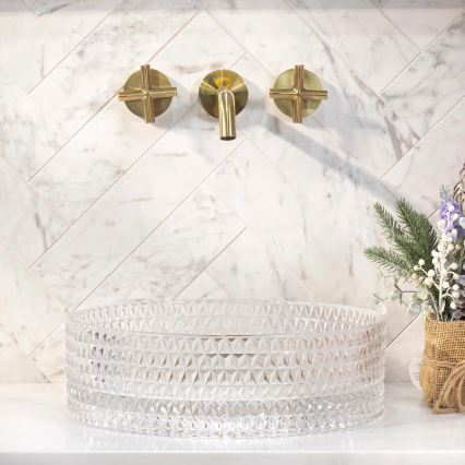 REA-U9670 - CRISTAL countertop basin Ø 35.5 cm, clear glass