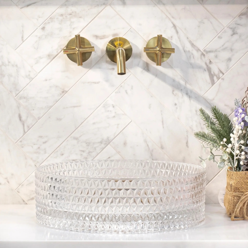 REA-U9670 - CRISTAL countertop basin Ø 35.5 cm, clear glass