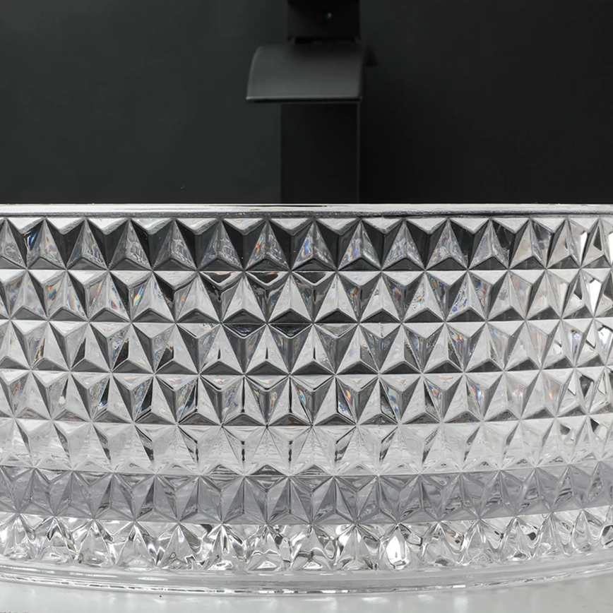 REA-U9670 - CRISTAL countertop basin Ø 35.5 cm, clear glass