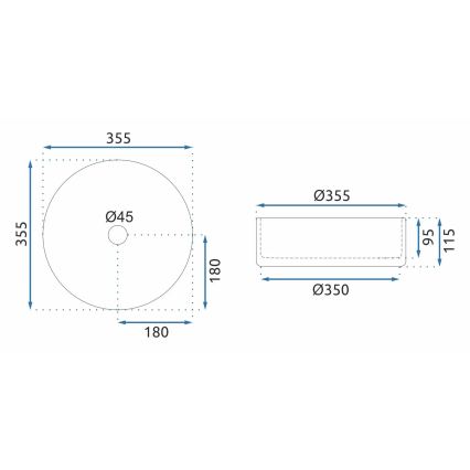 REA-U9670 - CRISTAL countertop basin Ø 35.5 cm, clear glass