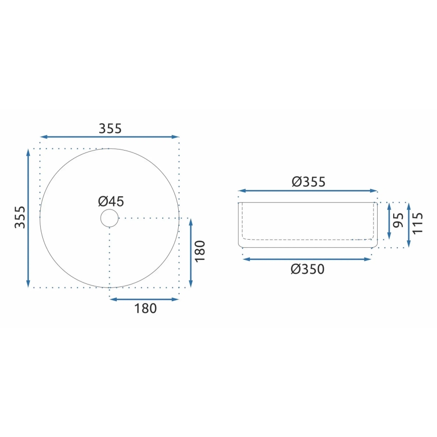 REA-U9670 - CRISTAL countertop basin Ø 35.5 cm, clear glass