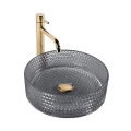 REA-U9671 - Countertop Washbasin CRISTAL Ø 35.5 cm glass/smoky grey