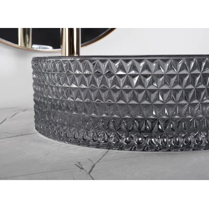 REA-U9671 - Countertop Washbasin CRISTAL Ø 35.5 cm glass/smoky grey