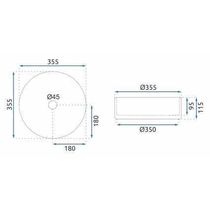 REA-U9671 - Countertop Washbasin CRISTAL Ø 35.5 cm glass/smoky grey