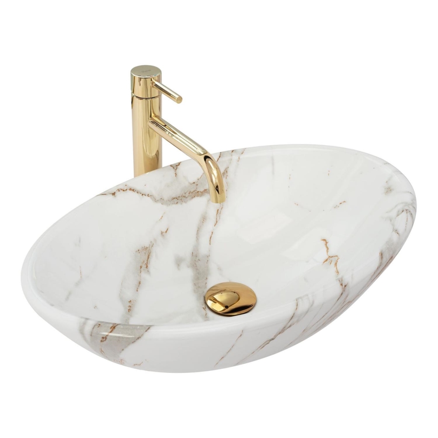 REA-U9685 - PAMELA Countertop Basin 33x53 cm Ceramic/Marble Effect