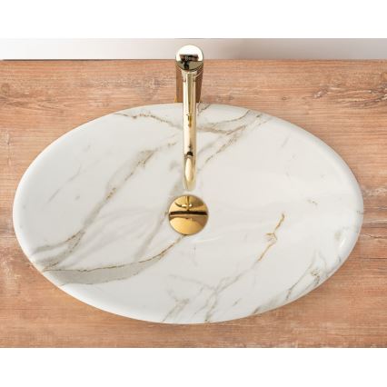 REA-U9685 - PAMELA Countertop Basin 33x53 cm Ceramic/Marble Effect