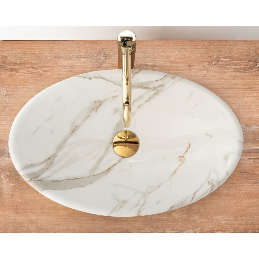 REA-U9685 - PAMELA Countertop Basin 33x53 cm Ceramic/Marble Effect