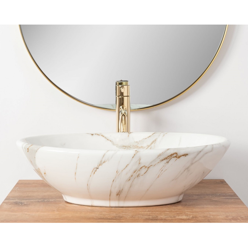 REA-U9685 - PAMELA Countertop Basin 33x53 cm Ceramic/Marble Effect