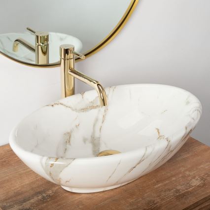 REA-U9685 - PAMELA Countertop Basin 33x53 cm Ceramic/Marble Effect