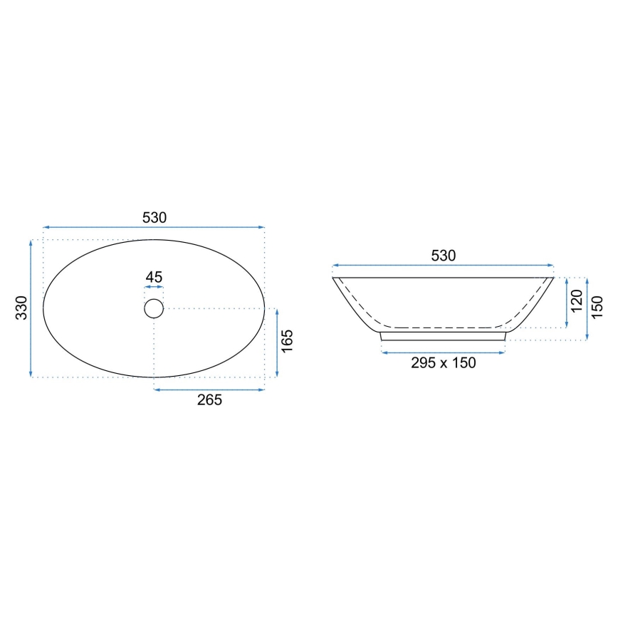 REA-U9685 - PAMELA Countertop Basin 33x53 cm Ceramic/Marble Effect