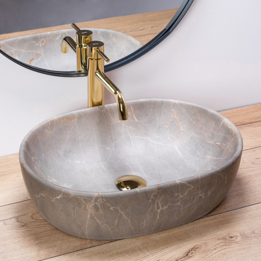 REA-U9887 - Countertop basin LARA 35x48,5 cm ceramic/gray/marble decor