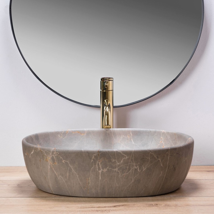 REA-U9887 - Countertop basin LARA 35x48,5 cm ceramic/gray/marble decor
