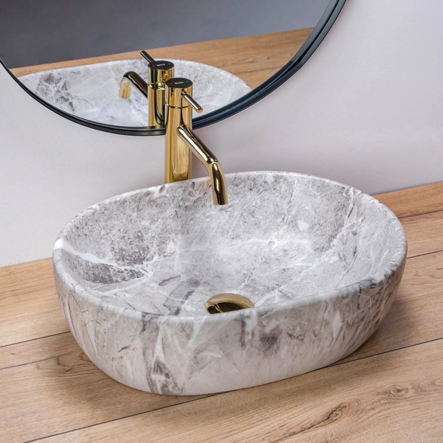 REA-U9888 - LARA countertop basin 35 x 48.5 cm, ceramic/stone-effect