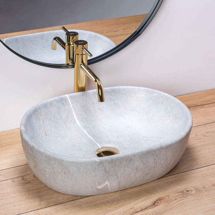 REA-U9889 - Countertop basin LARA 35x48,5 cm ceramic/gray/stone-effect