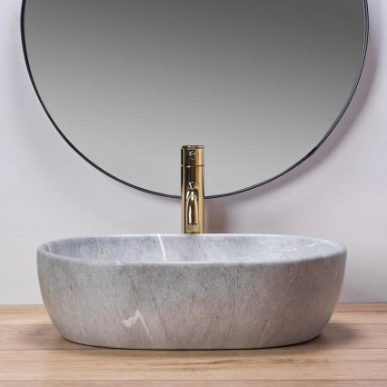 REA-U9889 - Countertop basin LARA 35x48,5 cm ceramic/gray/stone-effect