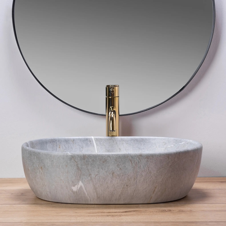 REA-U9889 - Countertop basin LARA 35x48,5 cm ceramic/gray/stone-effect