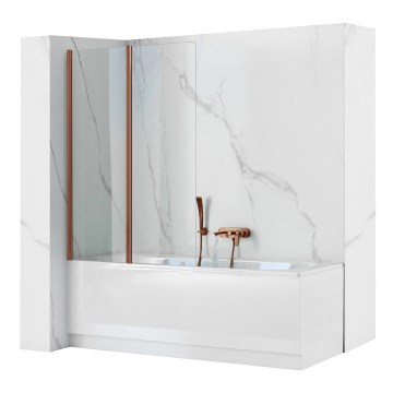 REA-W5696 - AGAT Folding Bathtub Screen 140 x 80 cm, Brushed Copper / Clear