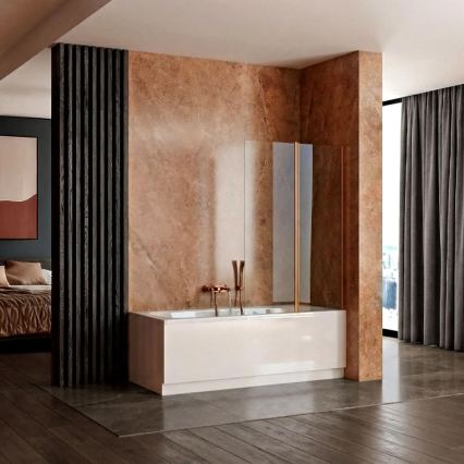 REA-W5696 - AGAT Folding Bathtub Screen 140 x 80 cm, Brushed Copper / Clear
