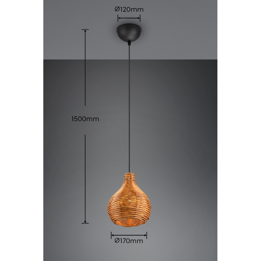 Reality - Cable-hung pendant SPROUT 1xE14/40W/230V brown/rattan