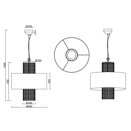 Reality - Chandelier on a string KING 3xE14/28W/230V silver