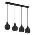 Reality - SPROUT Cable-Hung Pendant 4xE14/30W/230V Black/Rattan