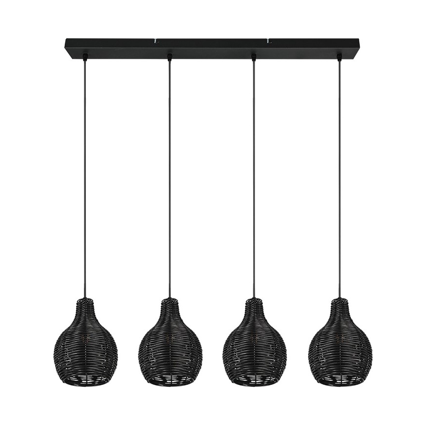 Reality - SPROUT Cable-Hung Pendant 4xE14/30W/230V Black/Rattan