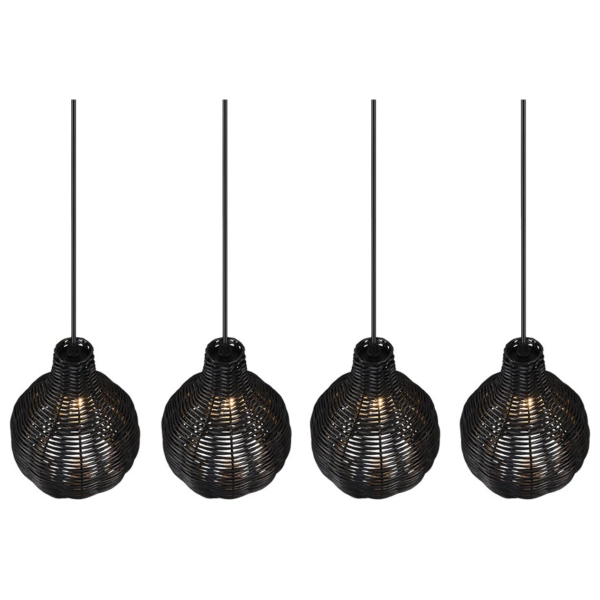 Reality - SPROUT Cable-Hung Pendant 4xE14/30W/230V Black/Rattan
