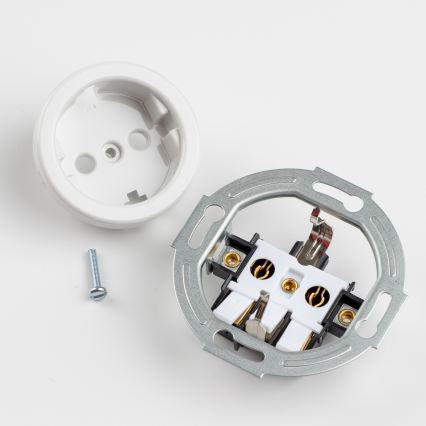 Reblig - Double Retro SCHUKO Wall Socket with Frame, 230V, Snow White