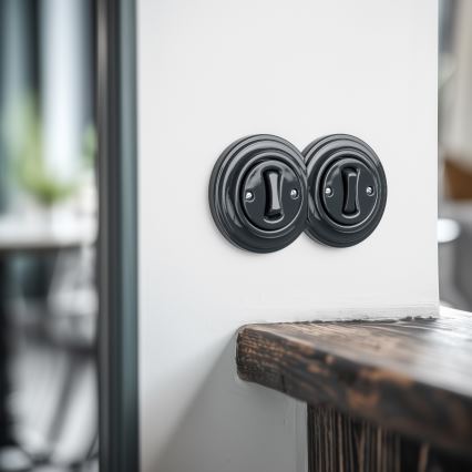 Reblig - Double retro single-pole switch with frame No. 1, anthracite
